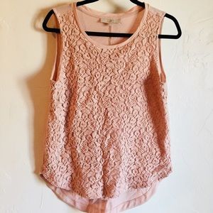 🍒 5/$20 LOFT Lace Cotton Tank Blush Rose Color